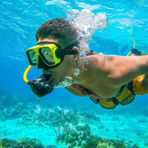 a person swimming in the water