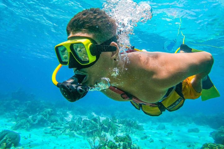 a person swimming in the water